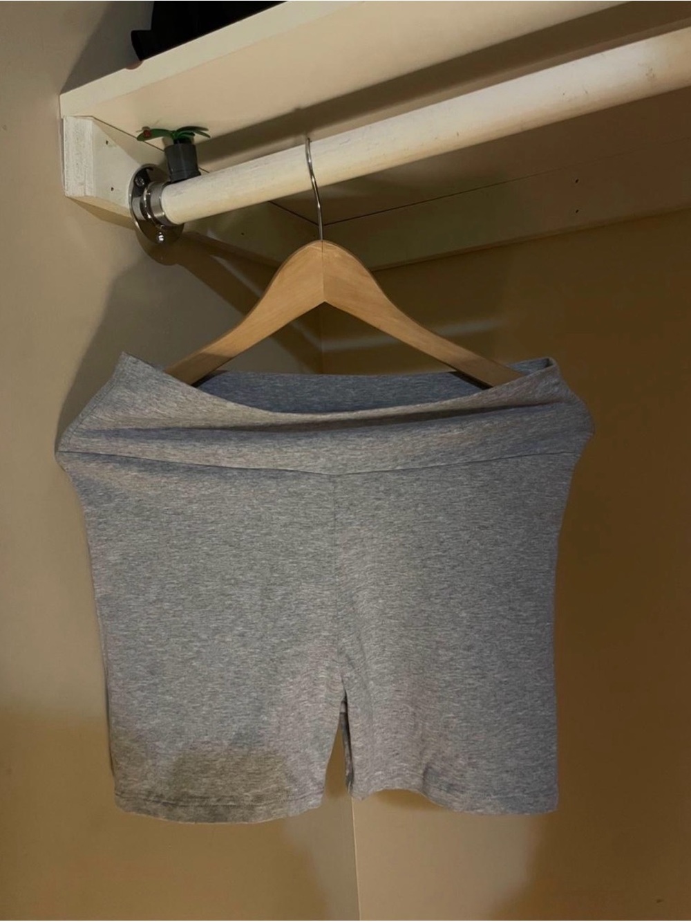 Ambiance Gray Fold-Over Waist Bike Shorts